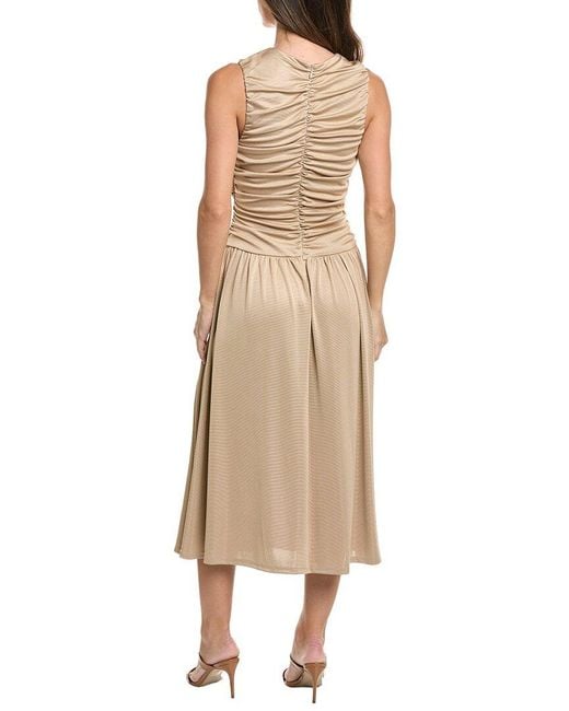 Kenneth Cole Natural Drawstring A-Line Midi Dress