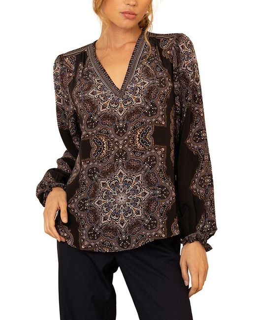 Hale Bob Black Layne Silk Top
