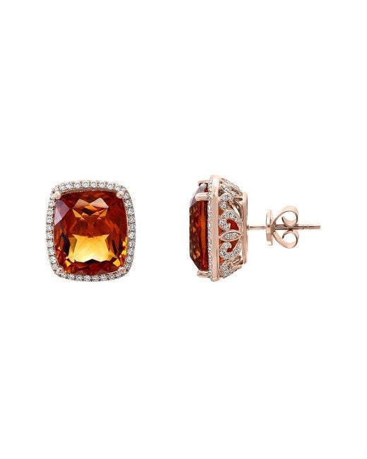 Effy Fine Jewelry Orange 14K Rose 17.81 Ct. Tw. Diamond & Madera Citrine Earrings