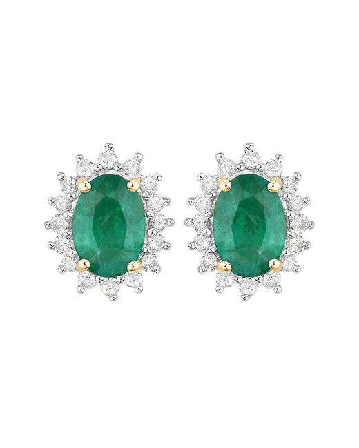 Diana M Green Fine Jewelry 14k 1.86 Ct. Tw. Diamond & Emerald Studs