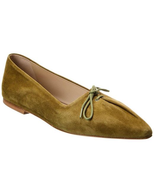 Theory Brown Pleated Suede Ballet Flat