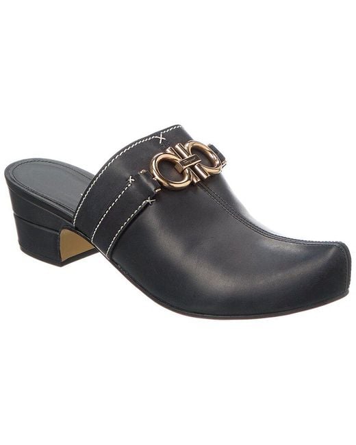 Ferragamo Black Phobos Leather Mule