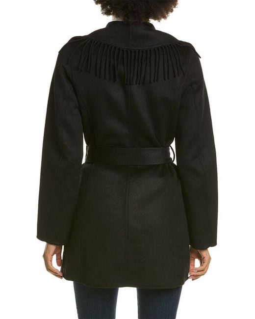 Tahari Black Frankie Wool-blend Wrap Coat