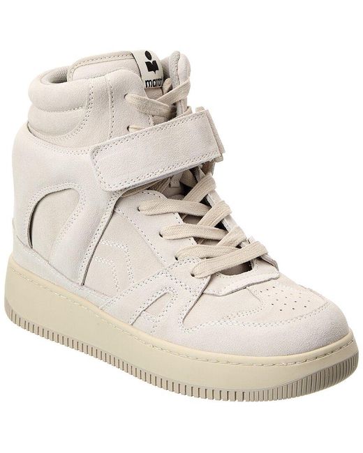 Isabel Marant Natural Ellyn Suede High-top Wedge Sneaker