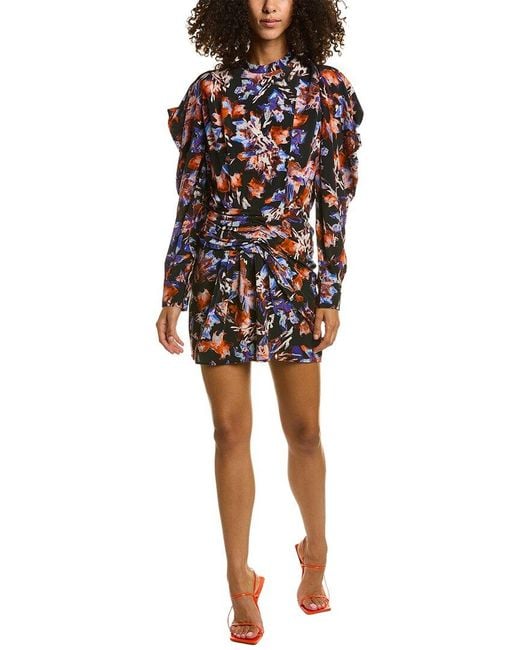 IRO Black Merera Silk-Blend Mini Dress