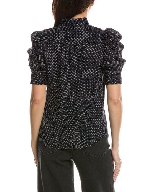 FRAME Black The Gillian Silk Top