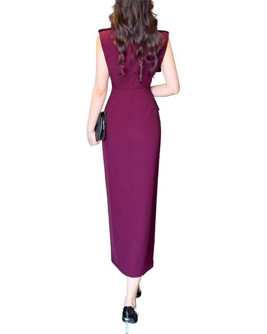 BURRYCO Purple Short Sleeve Midi Dress
