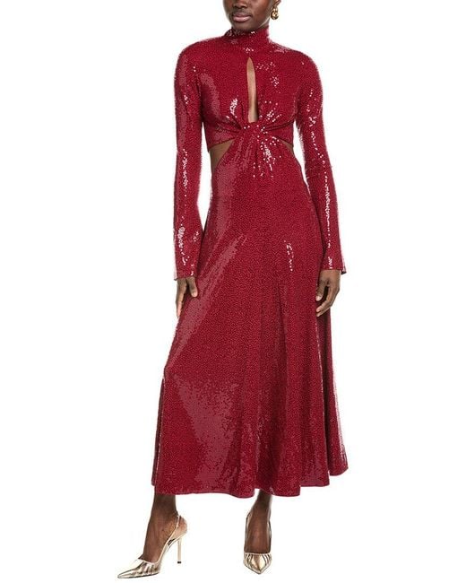 Michael Kors Red Collection Sequin Cutout Midi Dress