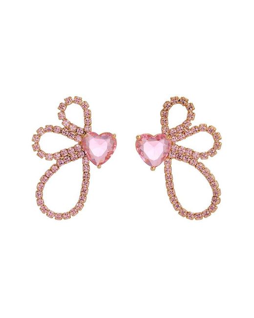 Eye Candy LA Pink Heather Statement Cz Drop Earrings