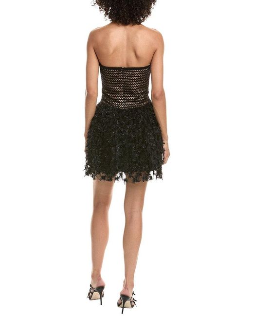 Tadashi Shoji Black Lula Flower Embellished Mini Dress