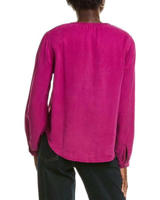 Bella Dahl Red Elastic Neck Button Down Shirt