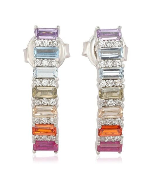 Suzy Levian CZ Jewelry White Suzy Levian Silver Cz Hoops