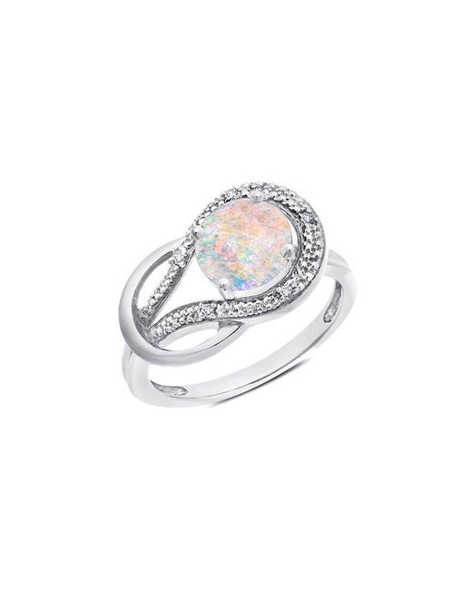 MAX + STONE White Max + Stone 10k 1.02 Ct. Tw. Diamond & Created Opal Eternity Ring