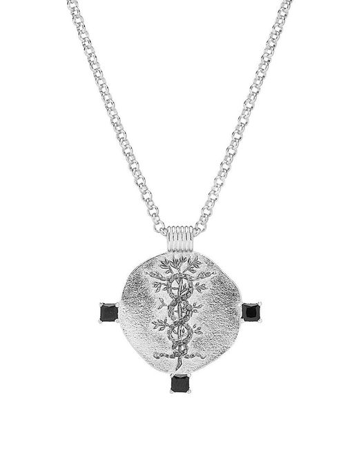 Gabi Rielle Metallic Silver Crystal Power Of The Serpents Medallion Necklace
