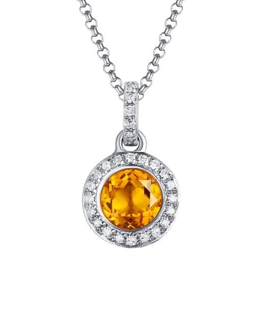 Diana M White Fine Jewelry 14k 0.72 Ct. Tw. Diamond & Citrine Necklace