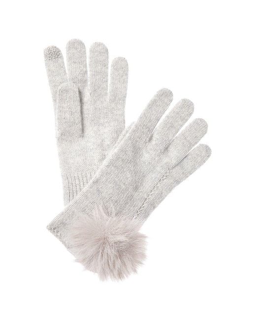 Hannah Rose White Scallop Cashmere Gloves