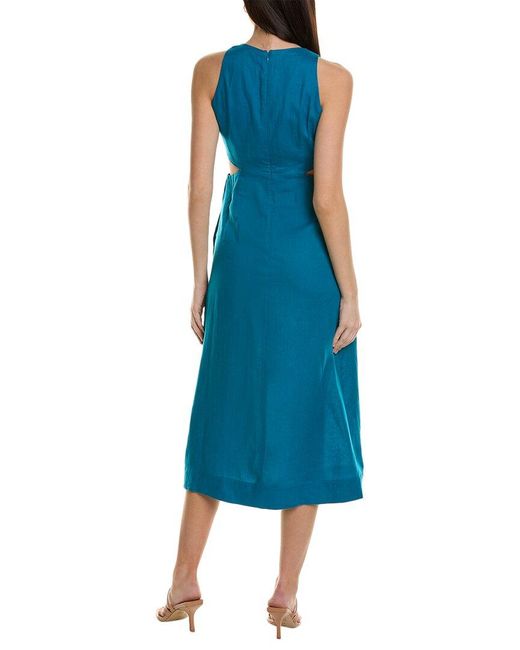 Boden Blue Cutout Linen Midi Dress