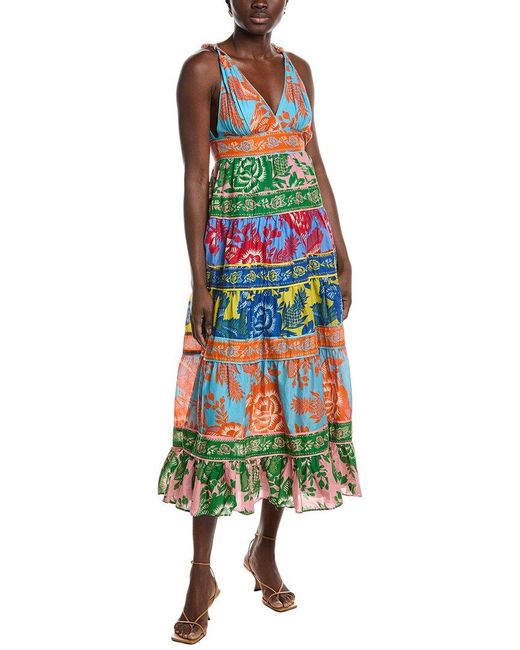 Farm Rio Green Lace Garden Mix Midi Dress