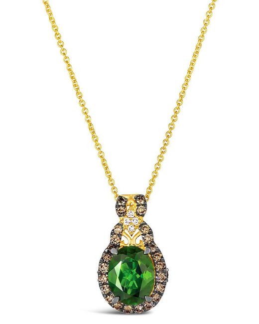 Le Vian Metallic Le Vian Pistachio Diopside 14K 1.88 Ct. Tw. Diamond & Chrome Diopside Pendant Necklace