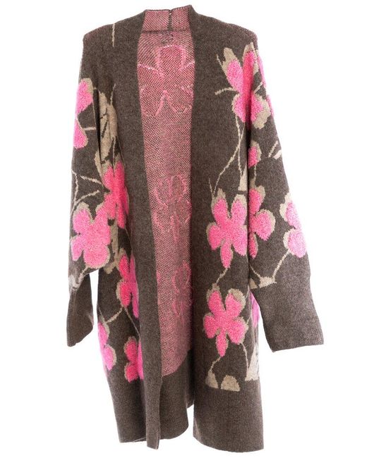 Saachi Pink Floral Knit Cardigan
