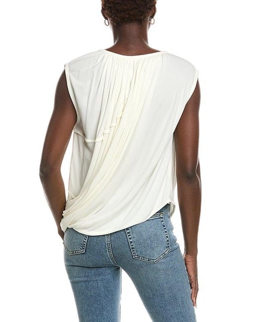 Co. White Jersey Draped Top