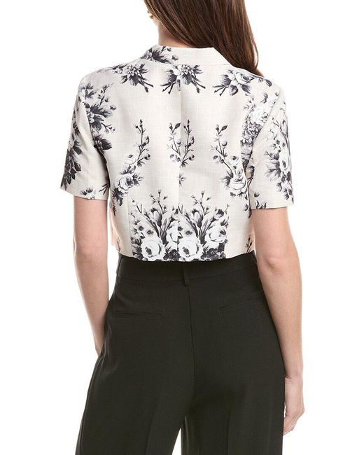 Rebecca Taylor Gray Emblem Fleur Print Top