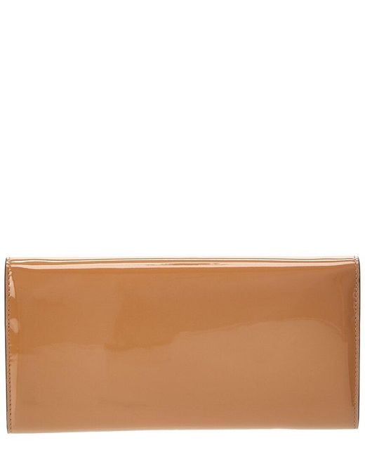 Jimmy Choo Brown Milla Patent Wallet On Chain