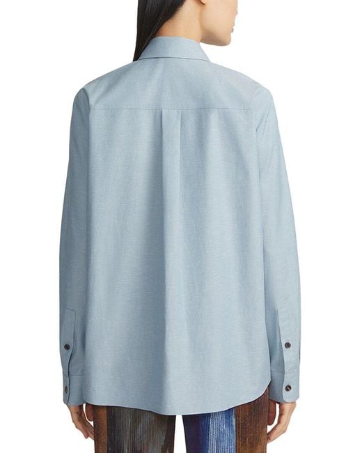 Lafayette 148 New York Blue Button Down Shirt