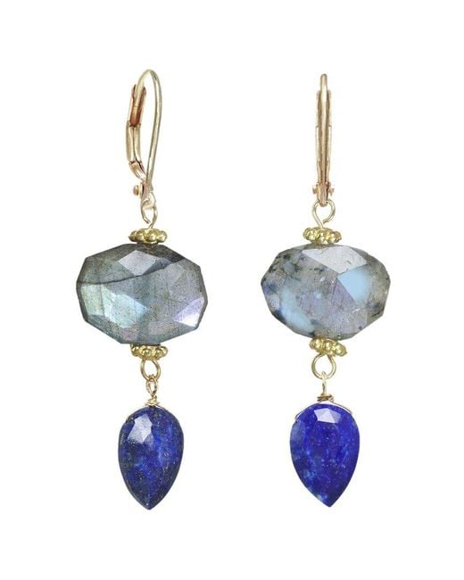 Rachel Reinhardt Jewelry Blue Gemstone Dangle Earrings