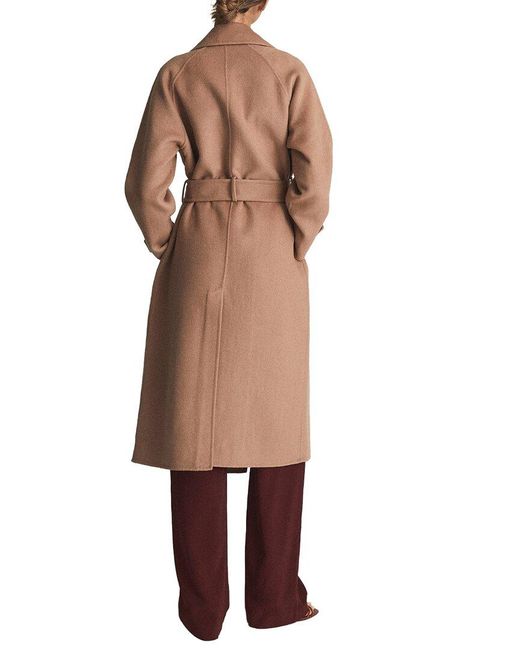 Reiss Brown Felo Belted Blindseam Wool-blend Coat