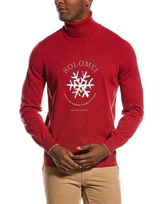 Brunello Cucinelli Red Cashmere Sweater for men