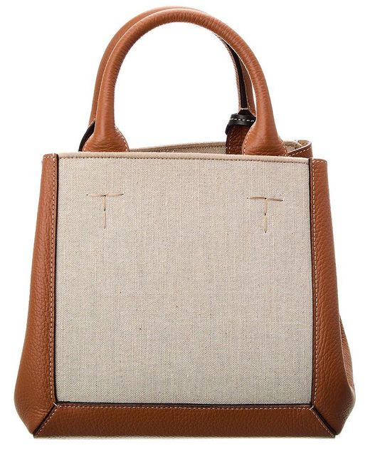 Tod's Brown Logo Canvas & Leather Tote