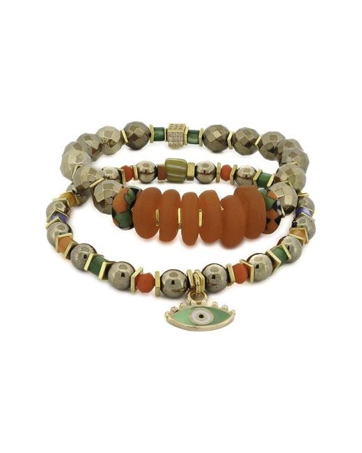 Ebru Jewelry Metallic One Of A Kind Plated Beaded Bracelet