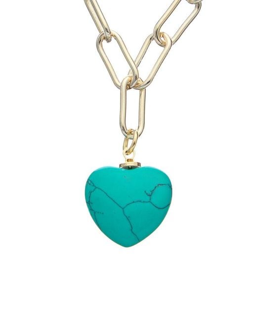 Juvell Blue 18k Plated Turquoise Heart Lariat Necklace