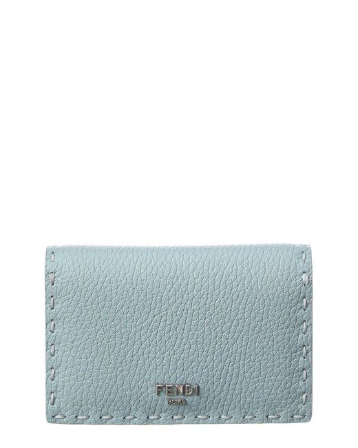 Fendi Blue Peekaboo Leather Card Case