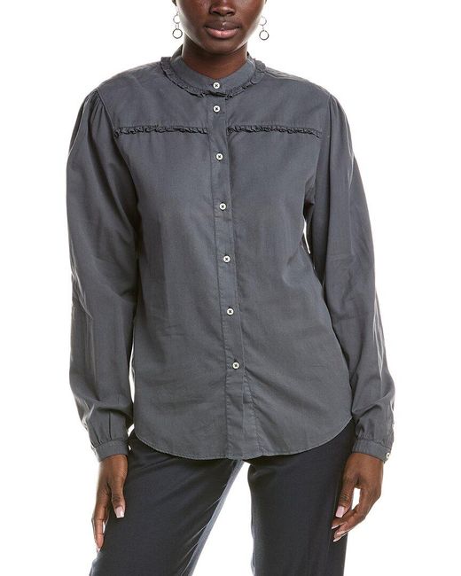 Officine Generale Gray Officine Generale Hannah Ruffles Garment-dyed Blouse