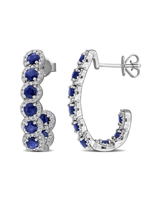 Rina Limor Blue 14K 3.40 Ct. Tw. Diamond & Sapphire Hoop Earrings