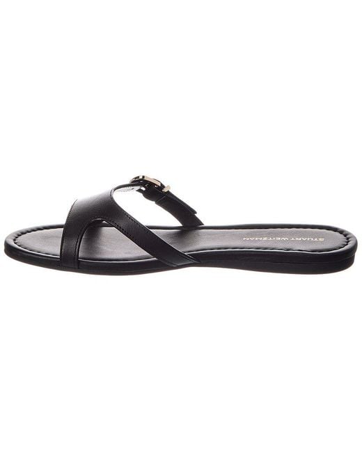 Stuart Weitzman Black Irene Leather Sandal