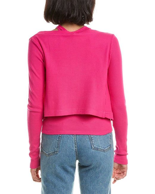 Monrow Red Baby Thermal Cardi Top