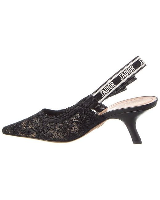 Dior Black J'A Lace & Leather Slingback Pump