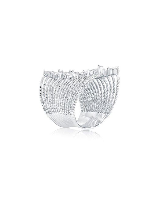 Suzy Levian CZ Jewelry White Suzy Levian Silver Cz Statement Ring