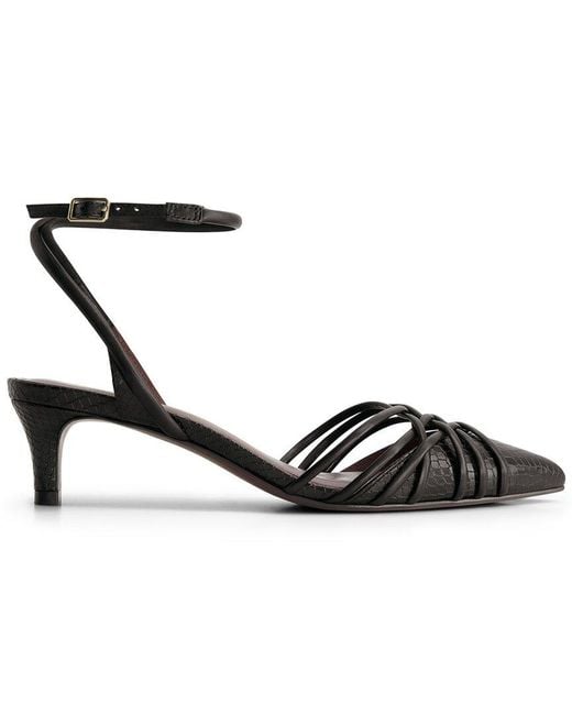 Bernardo Black Minu Leather Kitten Heel Pump