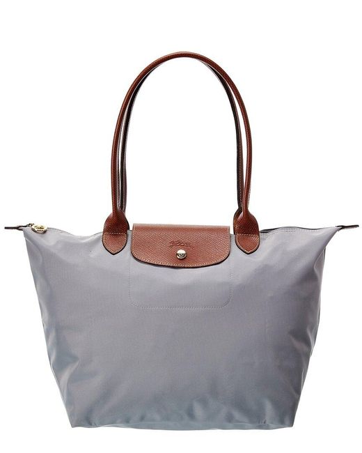 Longchamp Gray Classic Le Pliage Nylon Long Strap Shoulder Bag