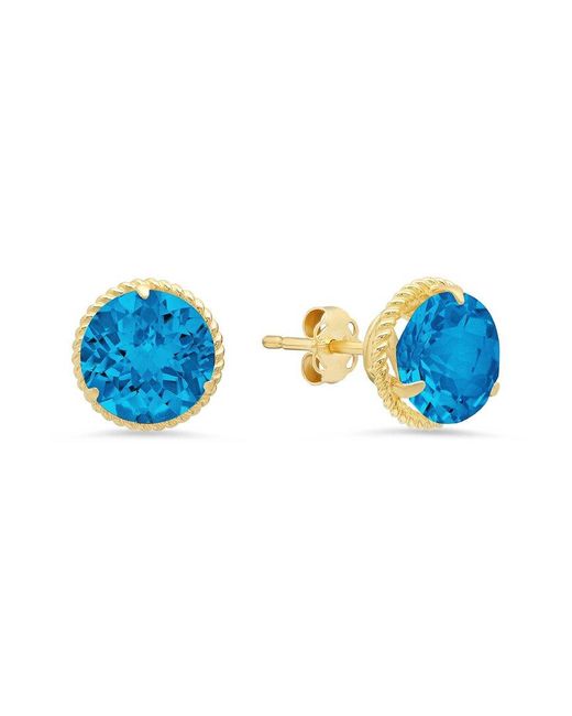 MaxColor 14k 3.90 Ct. Tw. Blue Topaz Halo Studs