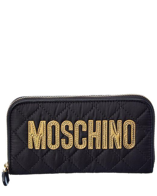 Moschino Black Logo Zip Around Wallet