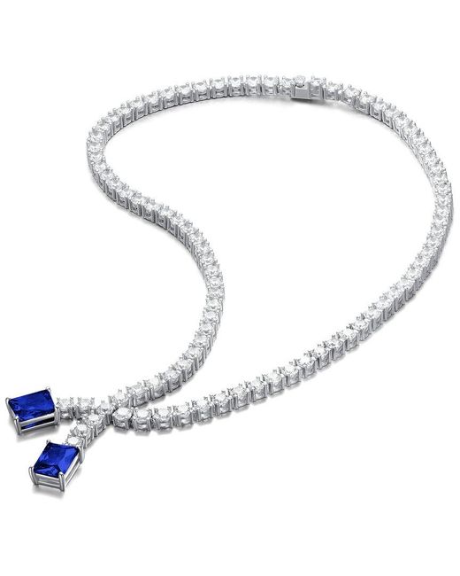 Genevive Jewelry Metallic Silver Cz Tennis Necklace