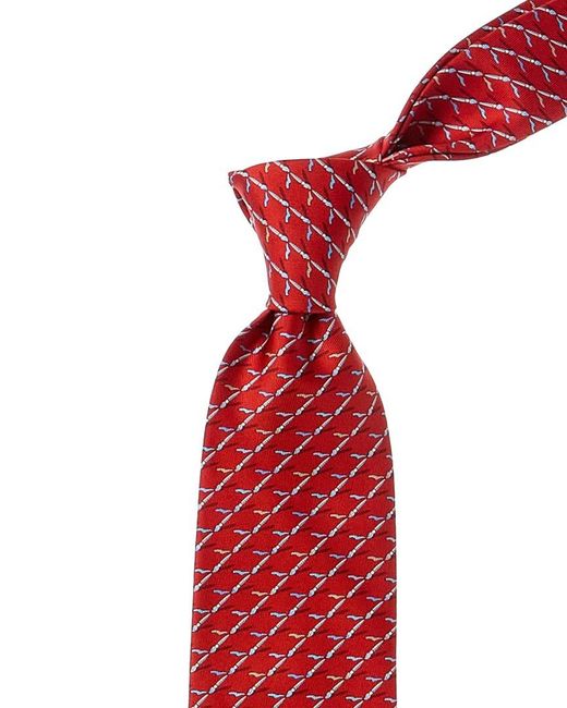 Ferragamo Red Paintbrushes Silk Tie for men
