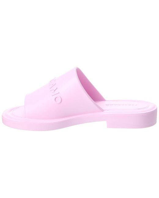 Ferragamo Pink Giuneva 3d Logo Rubber Sandal
