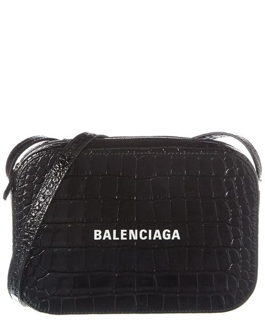 Balenciaga Black Everyday Small Croc-embossed Leather Camera Bag