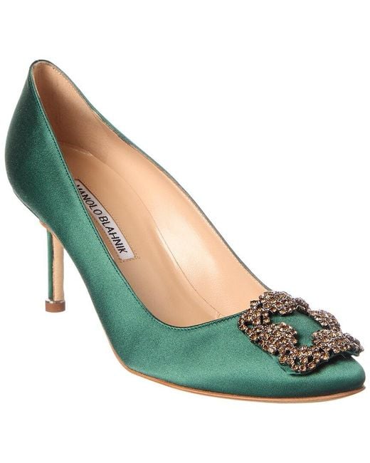 Manolo Blahnik Green Hangisi 70 Satin Pump
